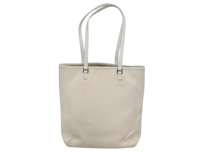 Borsa tote in tela Trotter Christian Dior bianca argento Auth mr1118V - vista 2