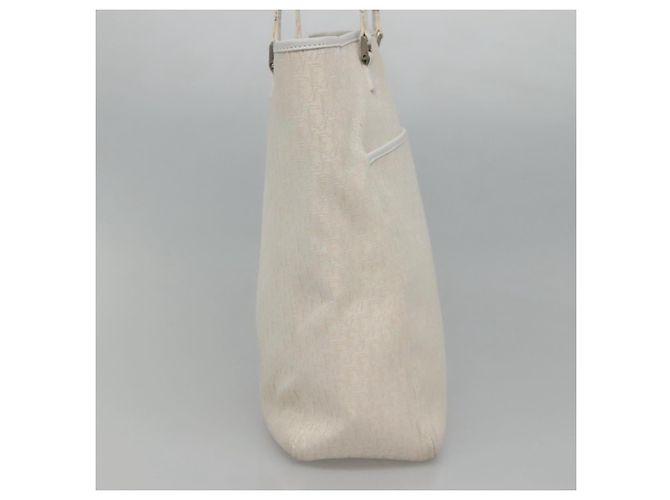 Borsa tote in tela Trotter Christian Dior bianca argento Auth mr1118V - vista 3