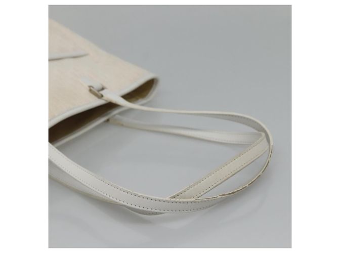 Borsa tote in tela Trotter Christian Dior bianca argento Auth mr1118V - vista 7
