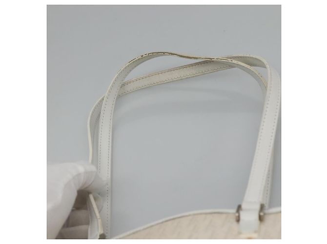 Borsa tote in tela Trotter Christian Dior bianca argento Auth mr1118V - vista 8