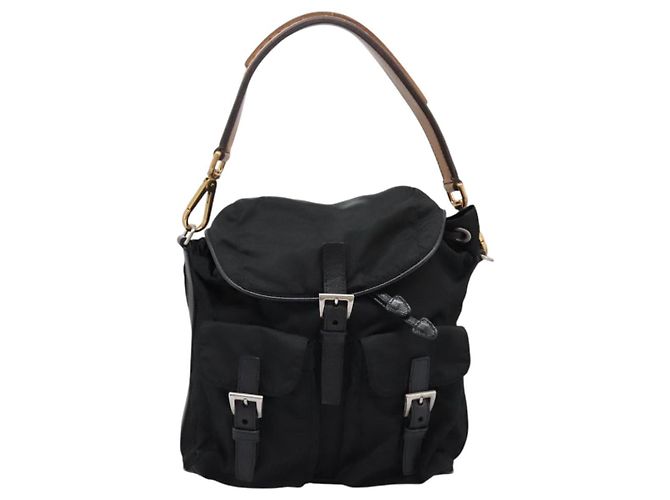 Borsa a Spalla PRADA Nylon Nero Oro Auth BD928V D'oro - vista 13