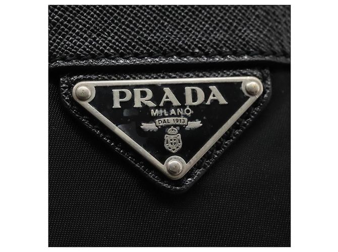 Borsa a Spalla PRADA Nylon Nero Oro Auth BD928V D'oro - vista 18