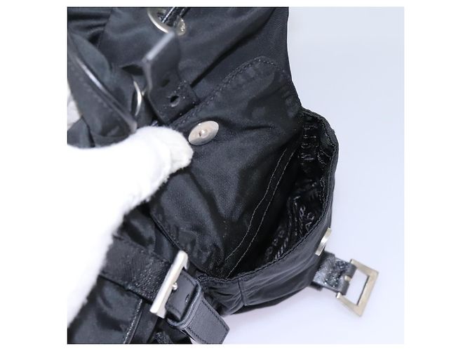 Borsa a Spalla PRADA Nylon Nero Oro Auth BD928V D'oro - vista 20