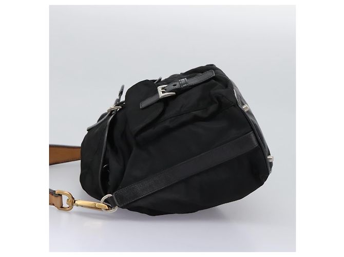 Borsa a Spalla PRADA Nylon Nero Oro Auth BD928V D'oro - vista 3