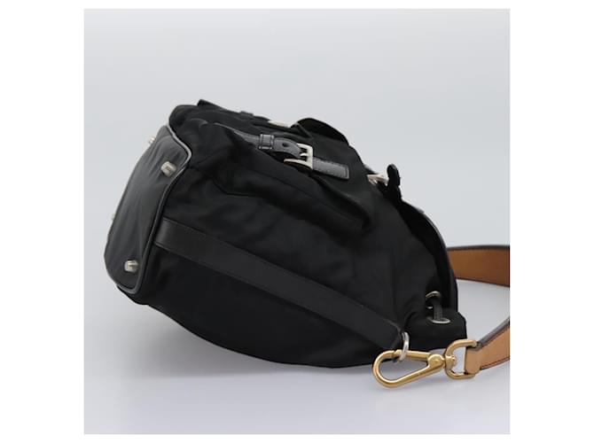Borsa a Spalla PRADA Nylon Nero Oro Auth BD928V D'oro - vista 4