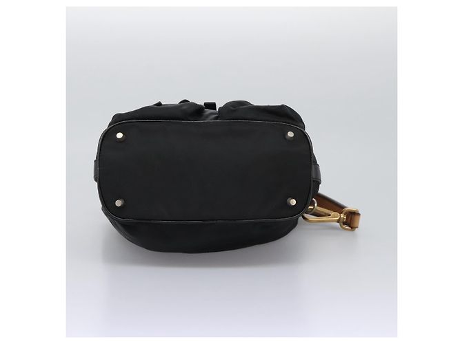 Borsa a Spalla PRADA Nylon Nero Oro Auth BD928V D'oro - vista 5
