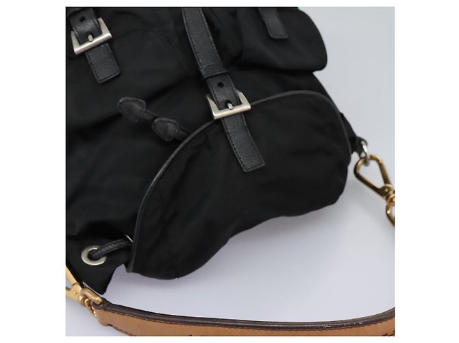 Borsa a Spalla PRADA Nylon Nero Oro Auth BD928V D'oro - vista 6