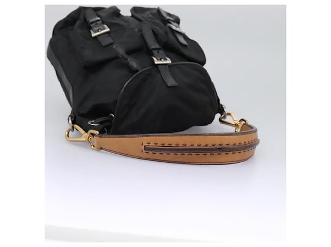 Borsa a Spalla PRADA Nylon Nero Oro Auth BD928V D'oro - vista 7