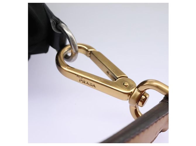 Borsa a Spalla PRADA Nylon Nero Oro Auth BD928V D'oro - vista 9