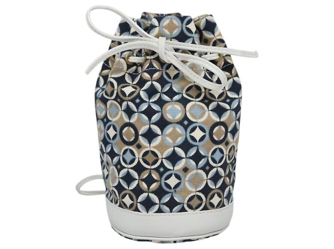 Céline Borsa a Spalla CELINE in Tela Blu Beige Bianco Auth EC472V - vista 13