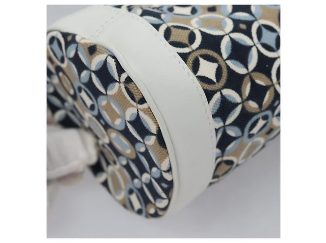 Céline Borsa a Spalla CELINE in Tela Blu Beige Bianco Auth EC472V - vista 17