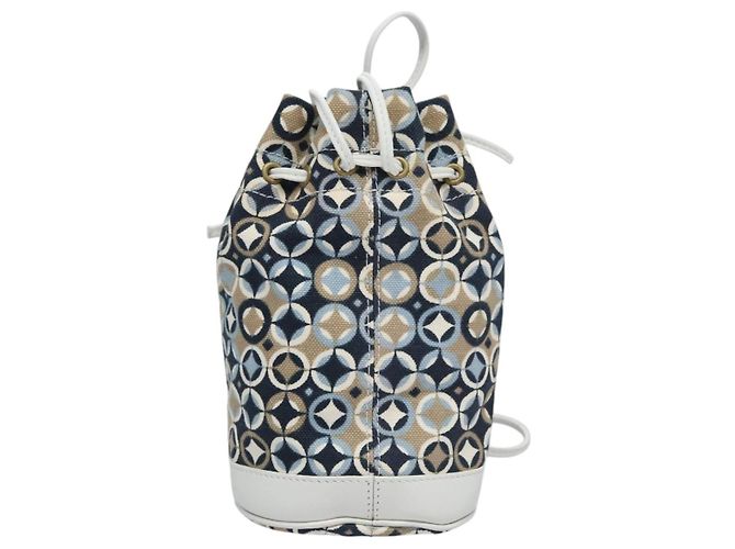 Céline Borsa a Spalla CELINE in Tela Blu Beige Bianco Auth EC472V - vista 2