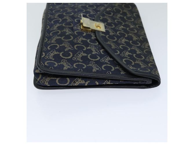 Céline Clutch in tela Macadam C di CELINE in blu Auth bs14643 Blu navy - vista 4