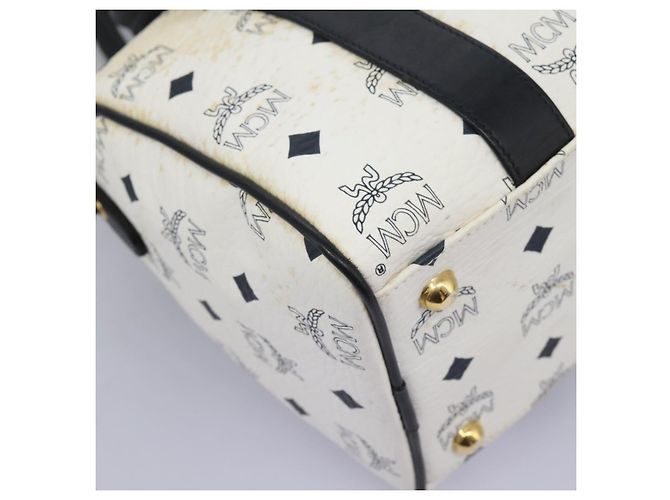 MCM Vicetos Logogram Borsa a Mano PVC Pelle 2in1 Bianco Oro Auth 115026 - vista 10