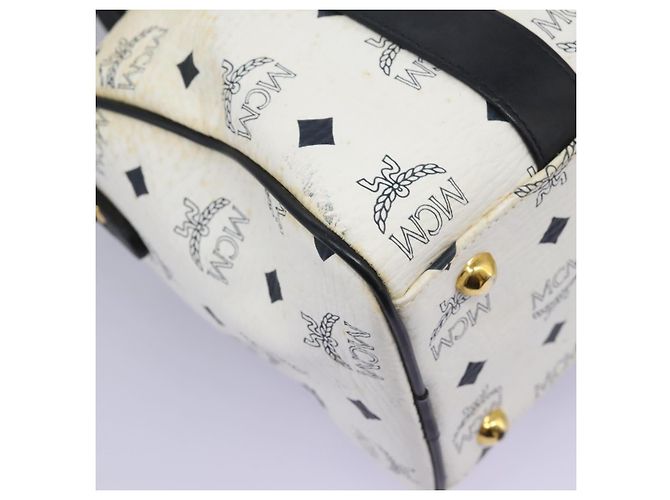 MCM Vicetos Logogram Borsa a Mano PVC Pelle 2in1 Bianco Oro Auth 115026 - vista 12