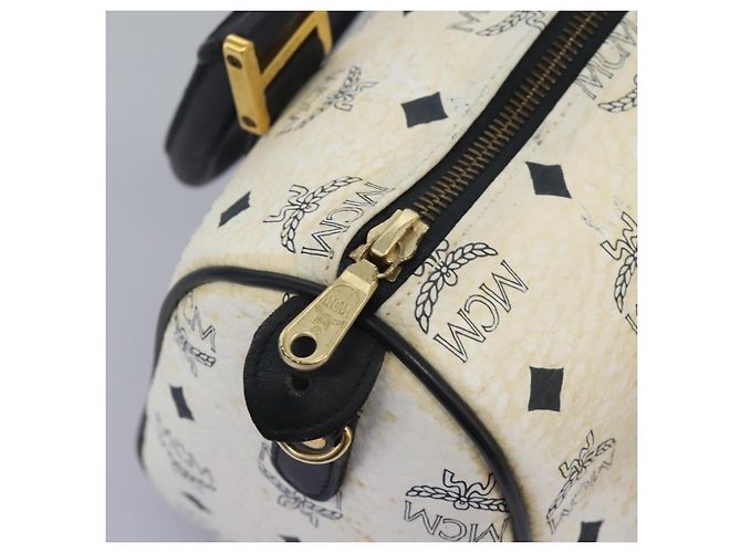 MCM Vicetos Logogram Borsa a Mano PVC Pelle 2in1 Bianco Oro Auth 115026 - vista 16