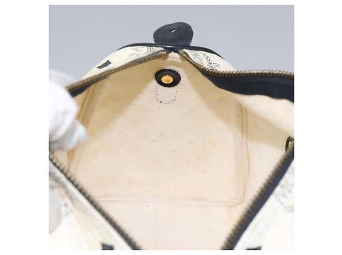 MCM Vicetos Logogram Borsa a Mano PVC Pelle 2in1 Bianco Oro Auth 115026 - vista 19