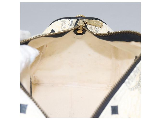 MCM Vicetos Logogram Borsa a Mano PVC Pelle 2in1 Bianco Oro Auth 115026 - vista 20