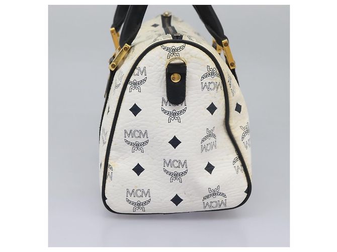 MCM Vicetos Logogram Borsa a Mano PVC Pelle 2in1 Bianco Oro Auth 115026 - vista 4