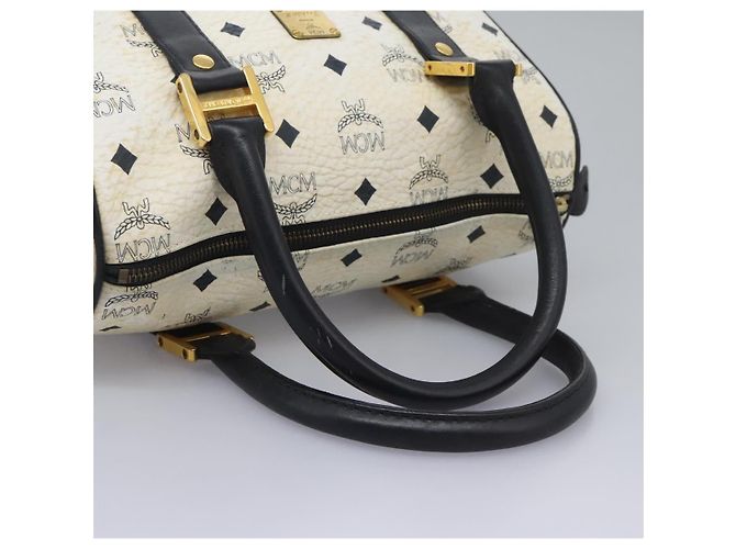 MCM Vicetos Logogram Borsa a Mano PVC Pelle 2in1 Bianco Oro Auth 115026 - vista 7