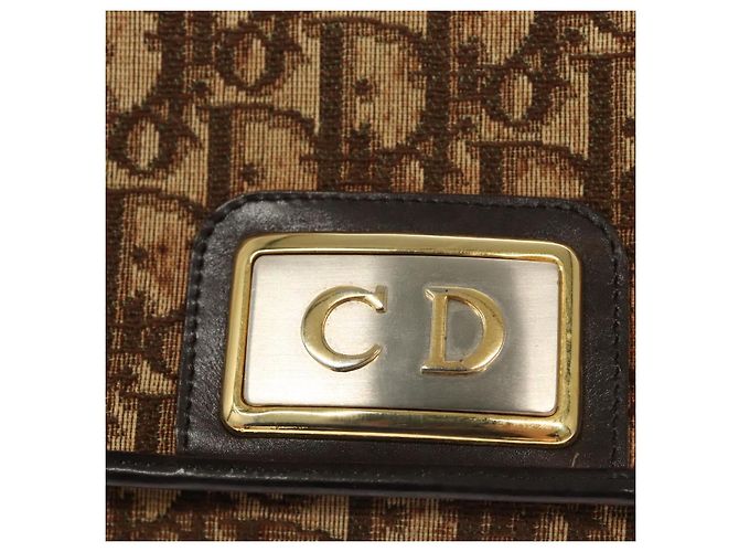 Borsa a spalla in tela Trotter Christian Dior marrone oro Auth 117785 D'oro - vista 14