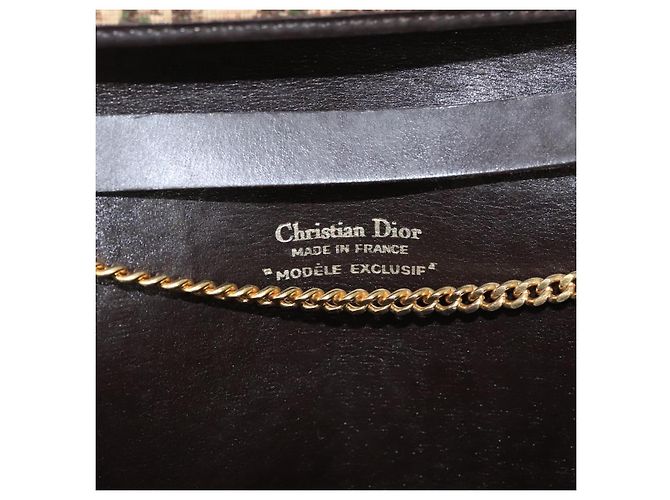 Borsa a spalla in tela Trotter Christian Dior marrone oro Auth 117785 D'oro - vista 17
