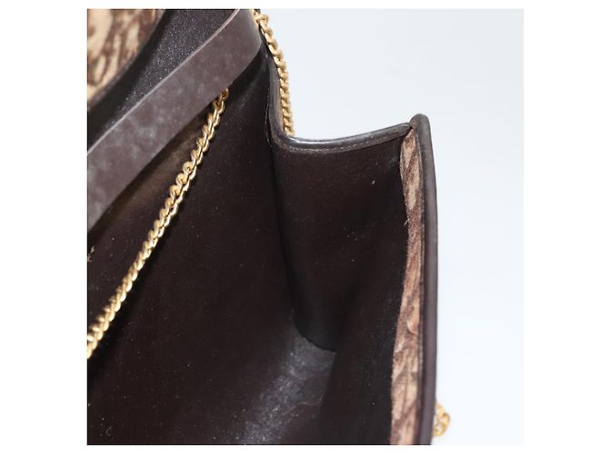 Borsa a spalla in tela Trotter Christian Dior marrone oro Auth 117785 D'oro - vista 19