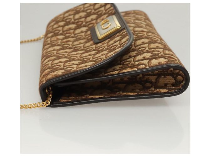Borsa a spalla in tela Trotter Christian Dior marrone oro Auth 117785 D'oro - vista 5