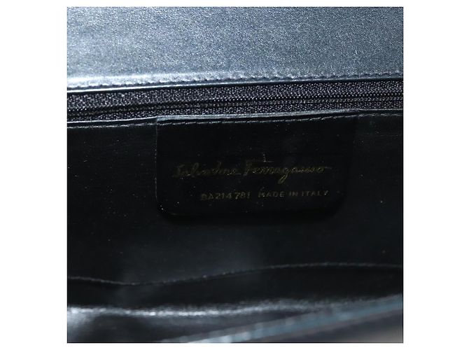 Borsa a Spalla Gancini in Pelle Salvatore Ferragamo Blu Navy Oro Auth 131463 D'oro - vista 12
