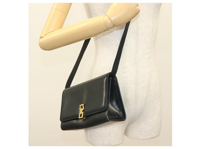 Borsa a Spalla Gancini in Pelle Salvatore Ferragamo Blu Navy Oro Auth 131463 D'oro - vista 22