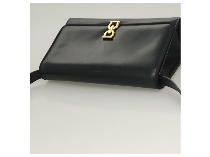 Borsa a Spalla Gancini in Pelle Salvatore Ferragamo Blu Navy Oro Auth 131463 D'oro - vista 6