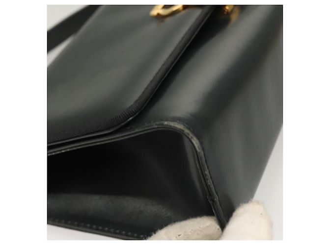 Borsa a Spalla Gancini in Pelle Salvatore Ferragamo Blu Navy Oro Auth 131463 D'oro - vista 8