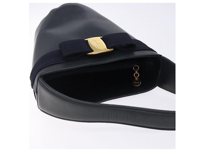 Borsa a mano Vala in pelle blu navy e oro di Salvatore Ferragamo Auth bs27825 D'oro - vista 6