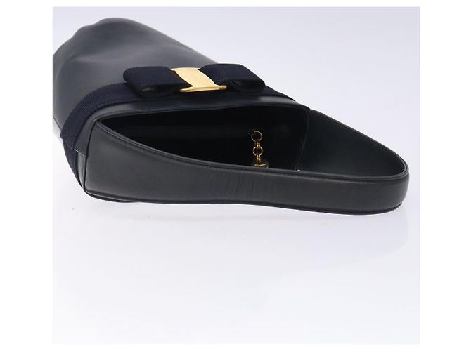 Borsa a mano Vala in pelle blu navy e oro di Salvatore Ferragamo Auth bs27825 D'oro - vista 7