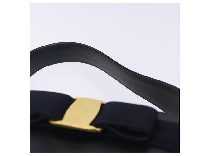 Borsa a mano Vala in pelle blu navy e oro di Salvatore Ferragamo Auth bs27825 D'oro - vista 8