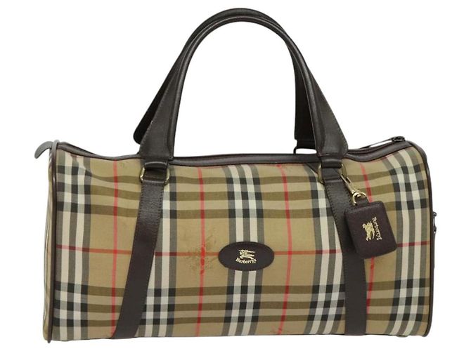 Autre Marque Burberrys Nova Check Boston Tasche aus Canvas Beige Gold Auth ep9770 - Ansicht 13