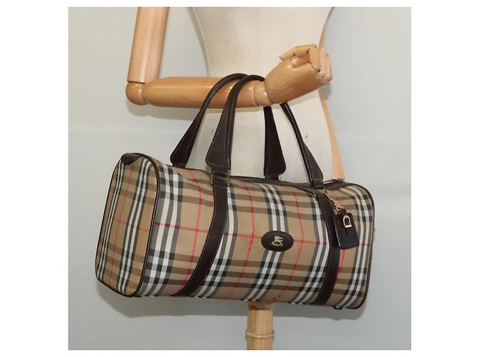 Autre Marque Burberrys Nova Check Boston Tasche aus Canvas Beige Gold Auth ep9770 - Ansicht 19