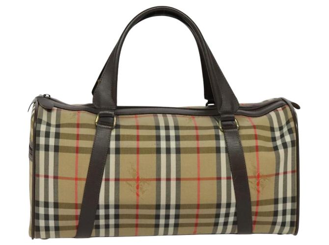 Autre Marque Burberrys Nova Check Boston Tasche aus Canvas Beige Gold Auth ep9770 - Ansicht 2