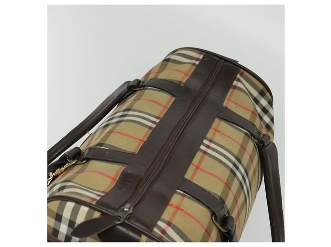 Autre Marque Burberrys Nova Check Boston Tasche aus Canvas Beige Gold Auth ep9770 - Ansicht 6