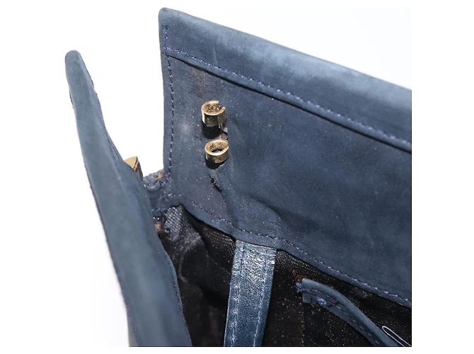 Borsa a Spalla Vala in Camoscio Blu Navy e Oro di Salvatore Ferragamo Auth bs27829 D'oro - vista 11