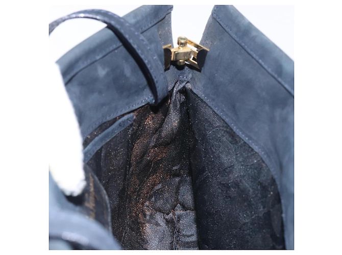 Borsa a Spalla Vala in Camoscio Blu Navy e Oro di Salvatore Ferragamo Auth bs27829 D'oro - vista 18
