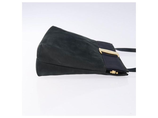 Borsa a Spalla Vala in Camoscio Blu Navy e Oro di Salvatore Ferragamo Auth bs27829 D'oro - vista 3