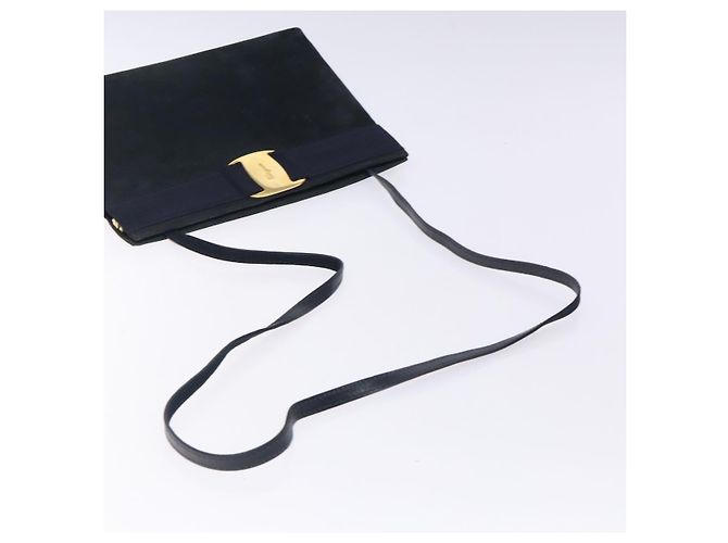 Borsa a Spalla Vala in Camoscio Blu Navy e Oro di Salvatore Ferragamo Auth bs27829 D'oro - vista 7