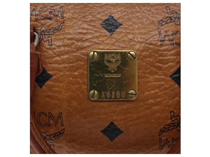 Borsa MCM Logogram Vicetos in pelle PVC marrone oro Auth 131735 D'oro - vista 12