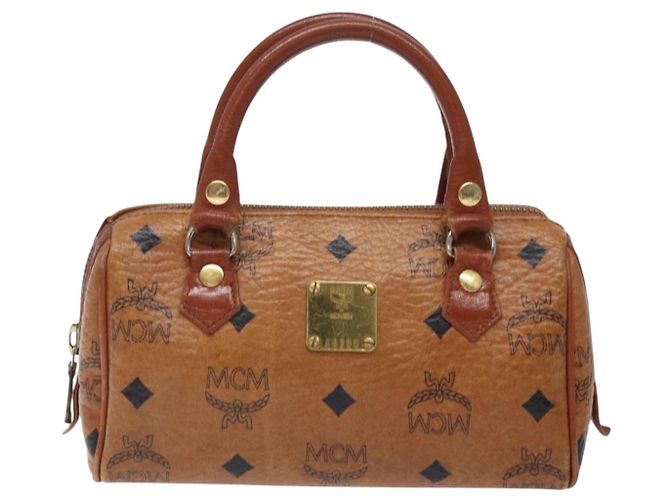 Borsa MCM Logogram Vicetos in pelle PVC marrone oro Auth 131735 D'oro - vista 13