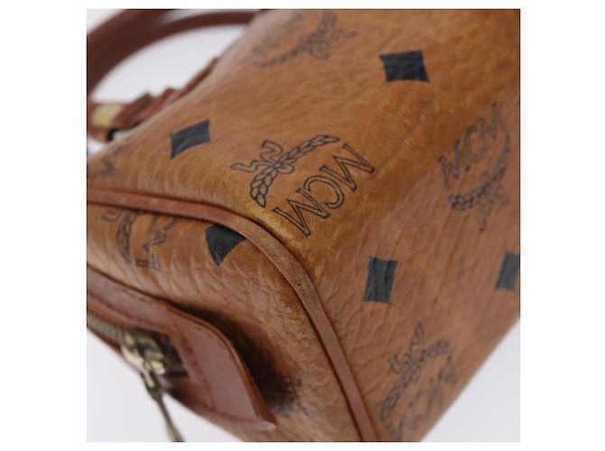 Borsa MCM Logogram Vicetos in pelle PVC marrone oro Auth 131735 D'oro - vista 14