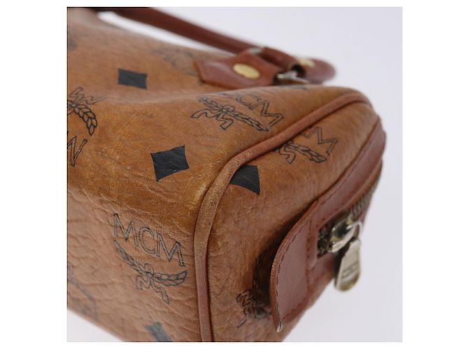 Borsa MCM Logogram Vicetos in pelle PVC marrone oro Auth 131735 D'oro - vista 15