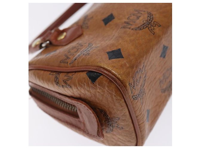 Borsa MCM Logogram Vicetos in pelle PVC marrone oro Auth 131735 D'oro - vista 16