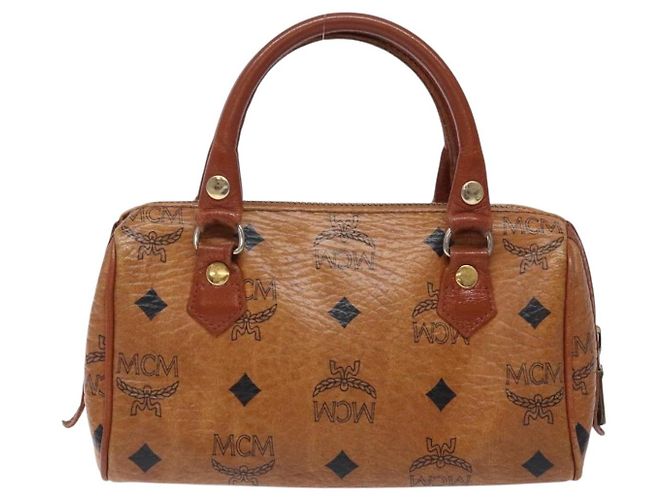 Borsa MCM Logogram Vicetos in pelle PVC marrone oro Auth 131735 D'oro - vista 2