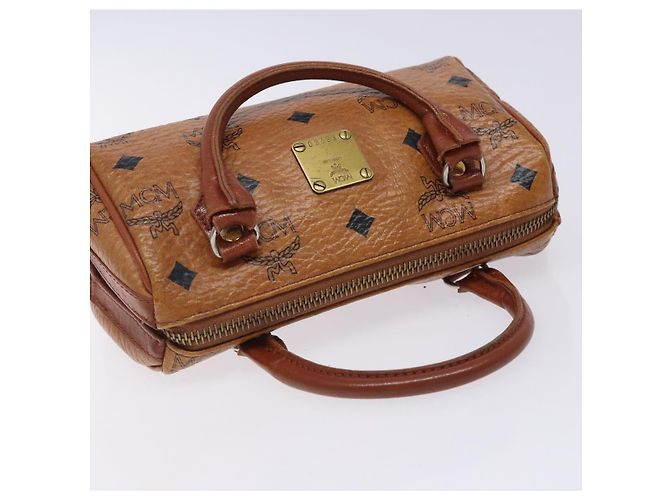 Borsa MCM Logogram Vicetos in pelle PVC marrone oro Auth 131735 D'oro - vista 6
